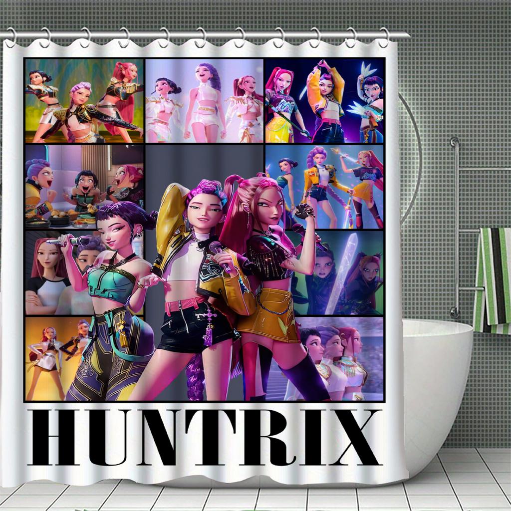 K-POP D-Demon H-Hunters Sprchové závěsy Omyvatelná tkanina Polyester Pro vanu Umění Koupelnová dekorace S háčky Vodotěsný závěs