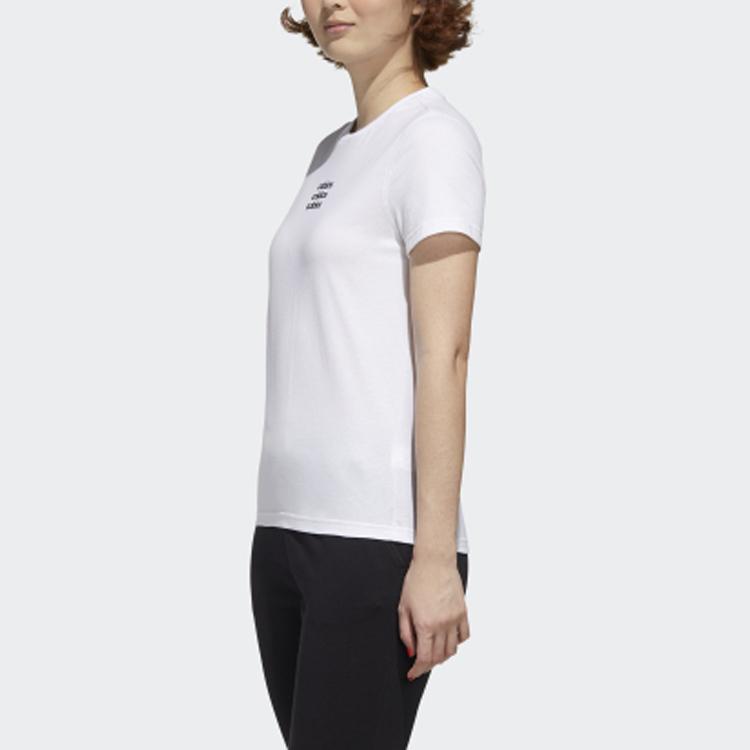 Adidas Neo Casual Sports Round Neck T-Shirt Women Tops White GJ7927