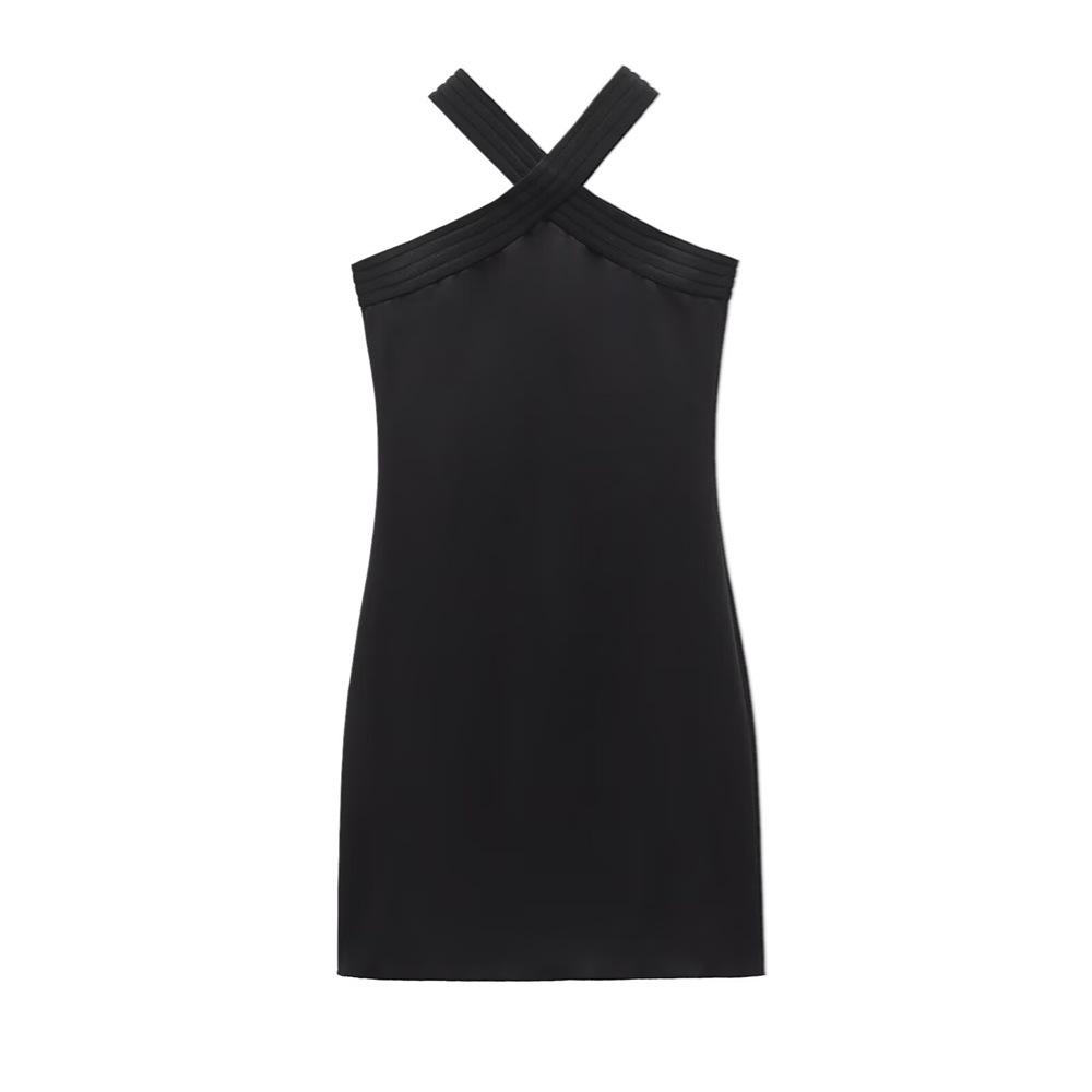

2025 Spring/Summer Women s Slimming Criss-Cross Halter Neck Dress S