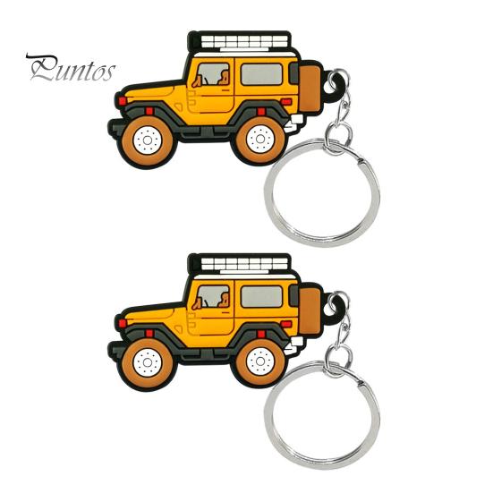 2Pcs Key Rings Cartoon Car Shape Vivid Color Hanging Delicate Craft Decorate Unfading PVC Key Ring Pendants Car Pendant