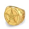 Anello Vintage Angelo Caduto Lucifero in Acciaio di Titanio Pentagramma di Satana Gioiello per Mano Chiave Inglese in Acciaio di Titanio