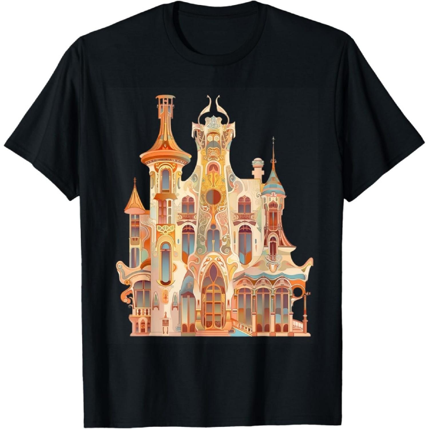 Intricate Whimsical Architecture Art T-Shirt S