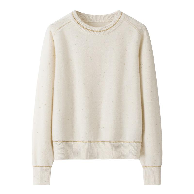 

Жіночий светр з круглим вирізом зі 100% чистого кашеміру - Вільний, Теплий, Потовщений для зими XL білий