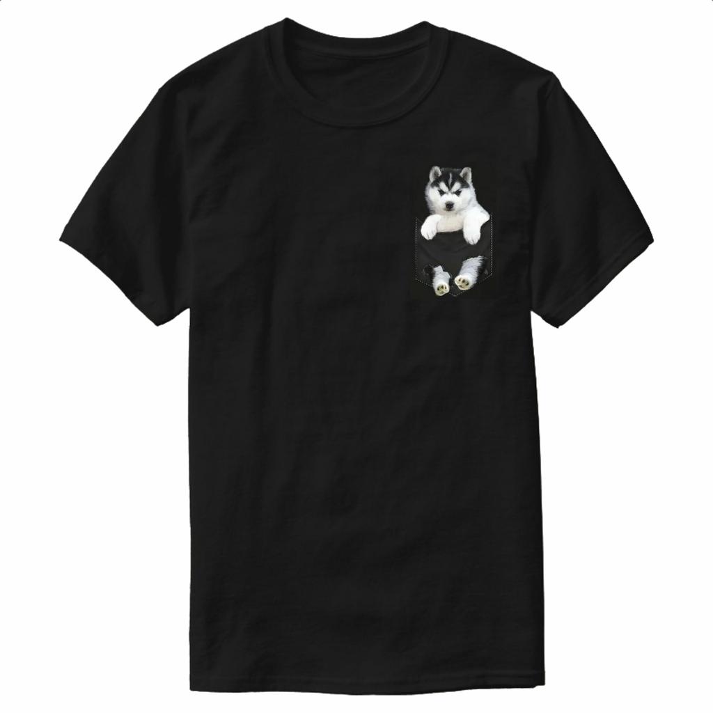 Alaskan Klee Kai Puppy In Pocket Funny Dog Lovers Gift TShirt 100 Cotton ONeck Short Sleeve Casual Mens Tshirt Size S3XL