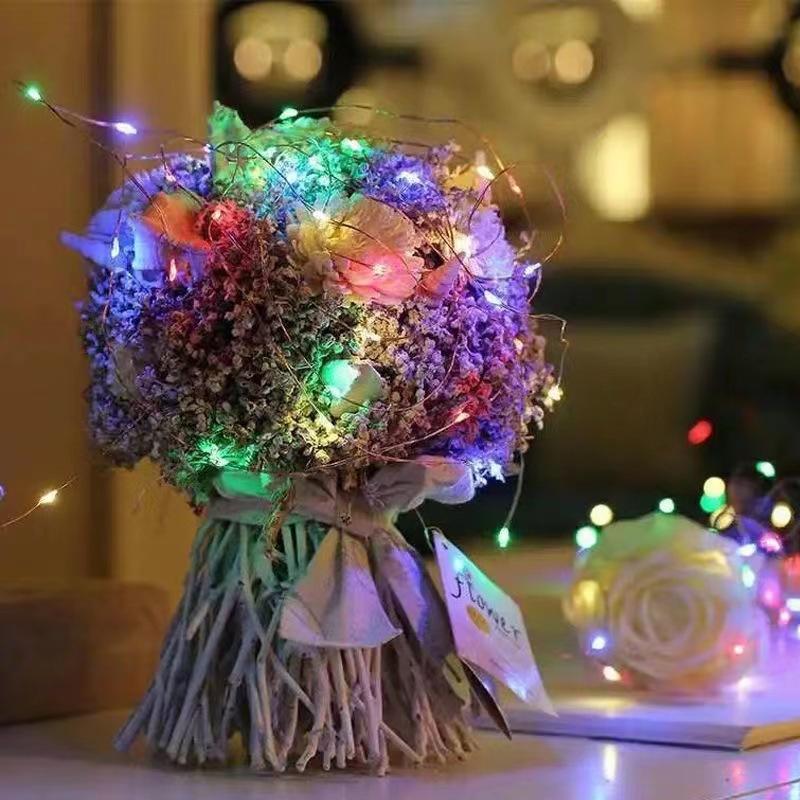 1SET Copper Wire Star Light Ambient Light Stall Night Market Decoration Room Birthday Arrangement Led Small Lantern Flashing Light String