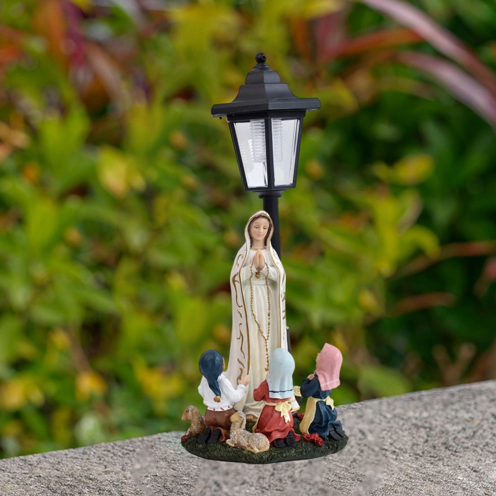 Virgin Mary in Prayer Statue with Solar Outdoor Light Gift Decoration Landscape Lamp Modern Ornament Figurine for Outside Garden