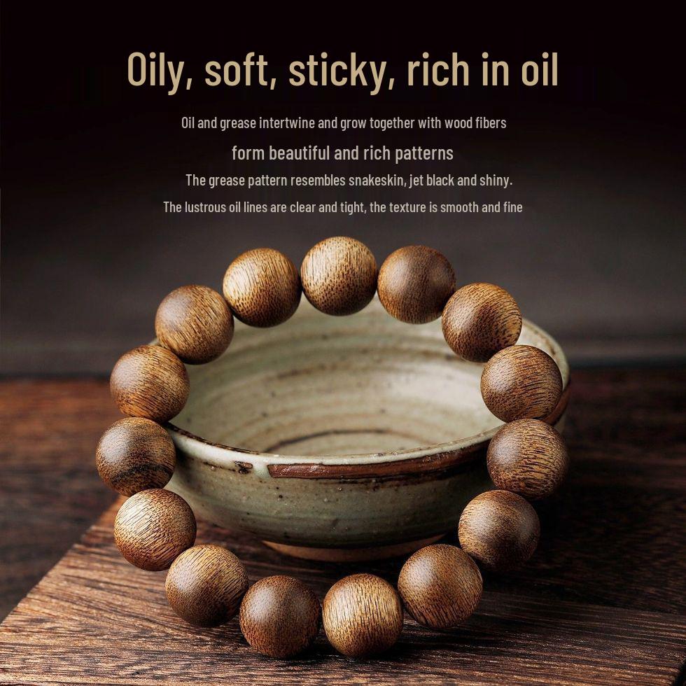 Genuine Hainan Oriole Green Qinan Agarwood Prayer Beads Bracelet for Men and Women