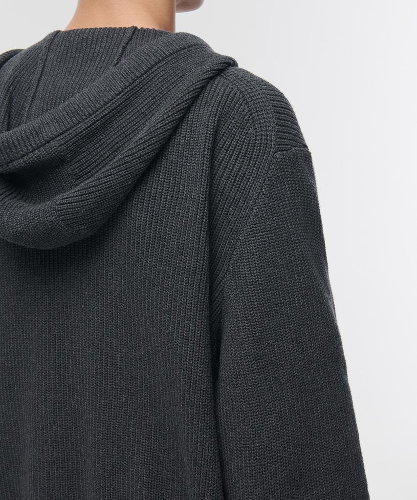 MUSINSA STANDARD Ribbed Knit Hooded Zip-Up [Medium Gray]