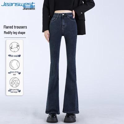 JEANSWEST 2025 Autumn Women's High-Waist Micro-Flare Jeans