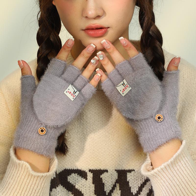 

Зимние ветрозащитные перчатки для велоспорта с сенсорным экраном унисекс — трикотажные, толстые, плюшевые, дышащие и теплые One Size серый