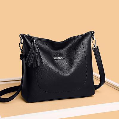 Soft Leather Tassel Spring New Fashion Large Capacity Crossbody Bag Mother Bag Simple Soft Leather One Shoulder Handbag
