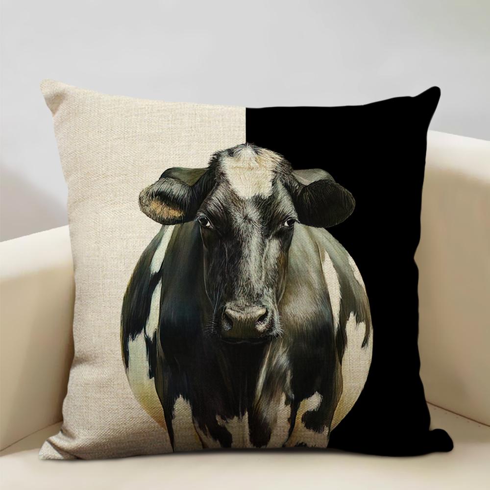 Animal Series Cushion Cover Nice Cow Sofa Decorative Pillow Cover Custom Pillow Case Outdoor Leisure Chair Waist Pillow Case