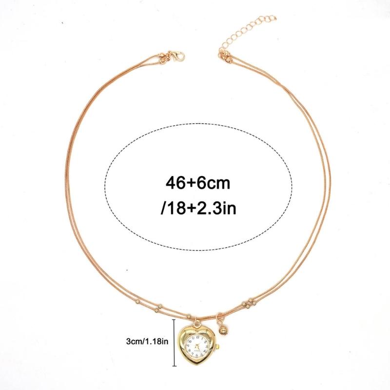 Vintage Herz Uhr Anhänger Mehrlagige Halskette Elegante Layering Kette Schmuck Einzigartige Schlüsselbeinkette für Frauen