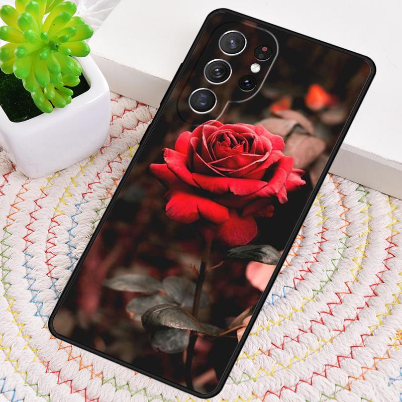 Red Rose TPU Phone Case For Samsung Galaxy note 10 pro S26 S25 S24 S23 S22 Ultra Plus S21 FE S20 Shockproof Cover
