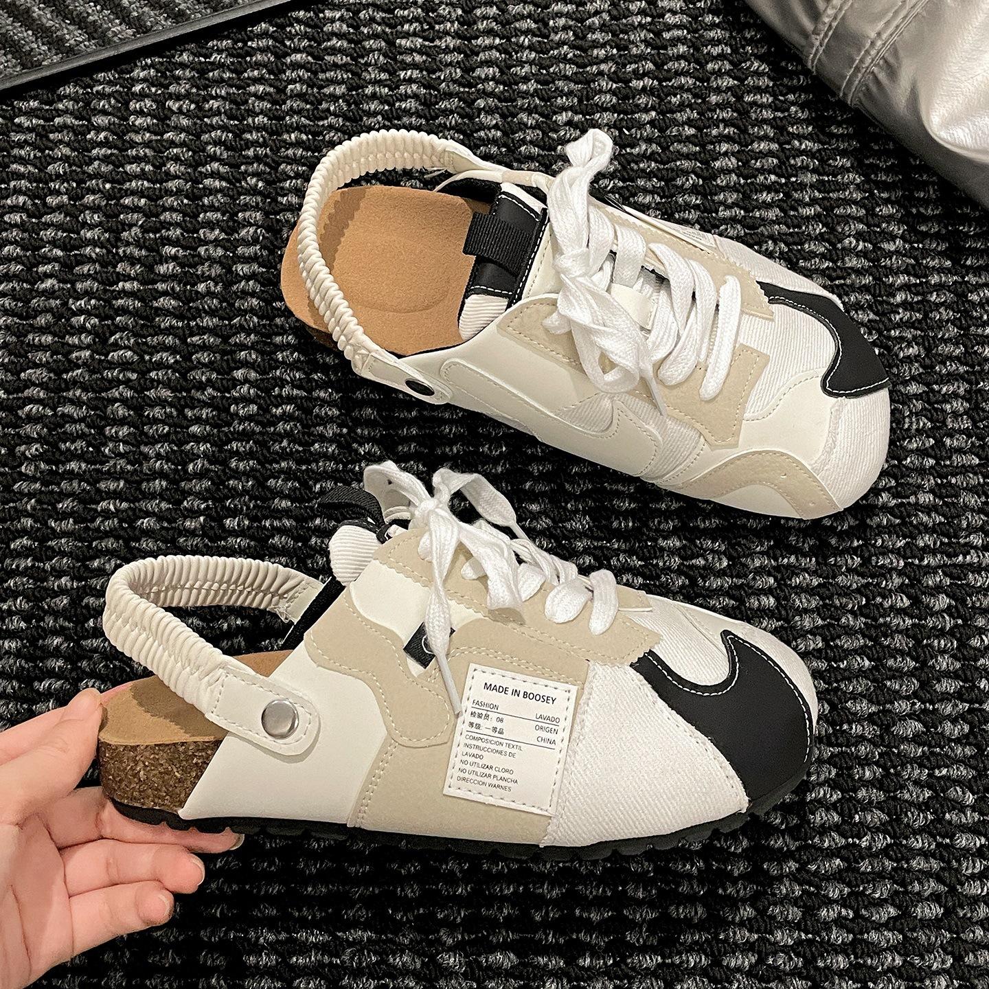 

Queen fan explosion Internet celebrity thick-soled bag head slippers women s summer wear 2025 new non-slip half-drag Birkenstock shoes 35