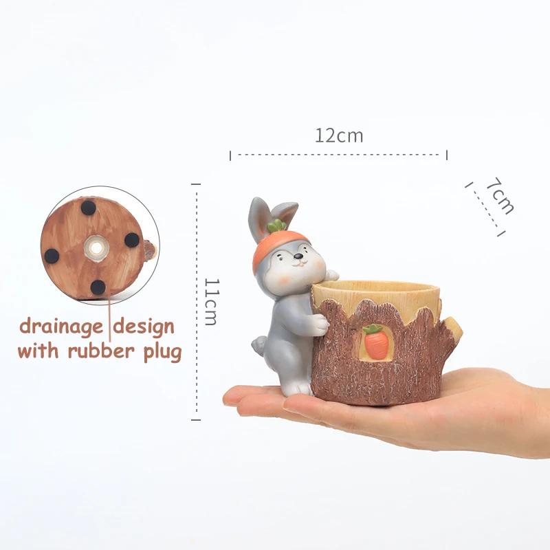 Charming Animal Resin Flower Pot, Mini Planter for Home Desk Decor, Decorative Plant Pots Ideal for Mini Cacti & Succulents