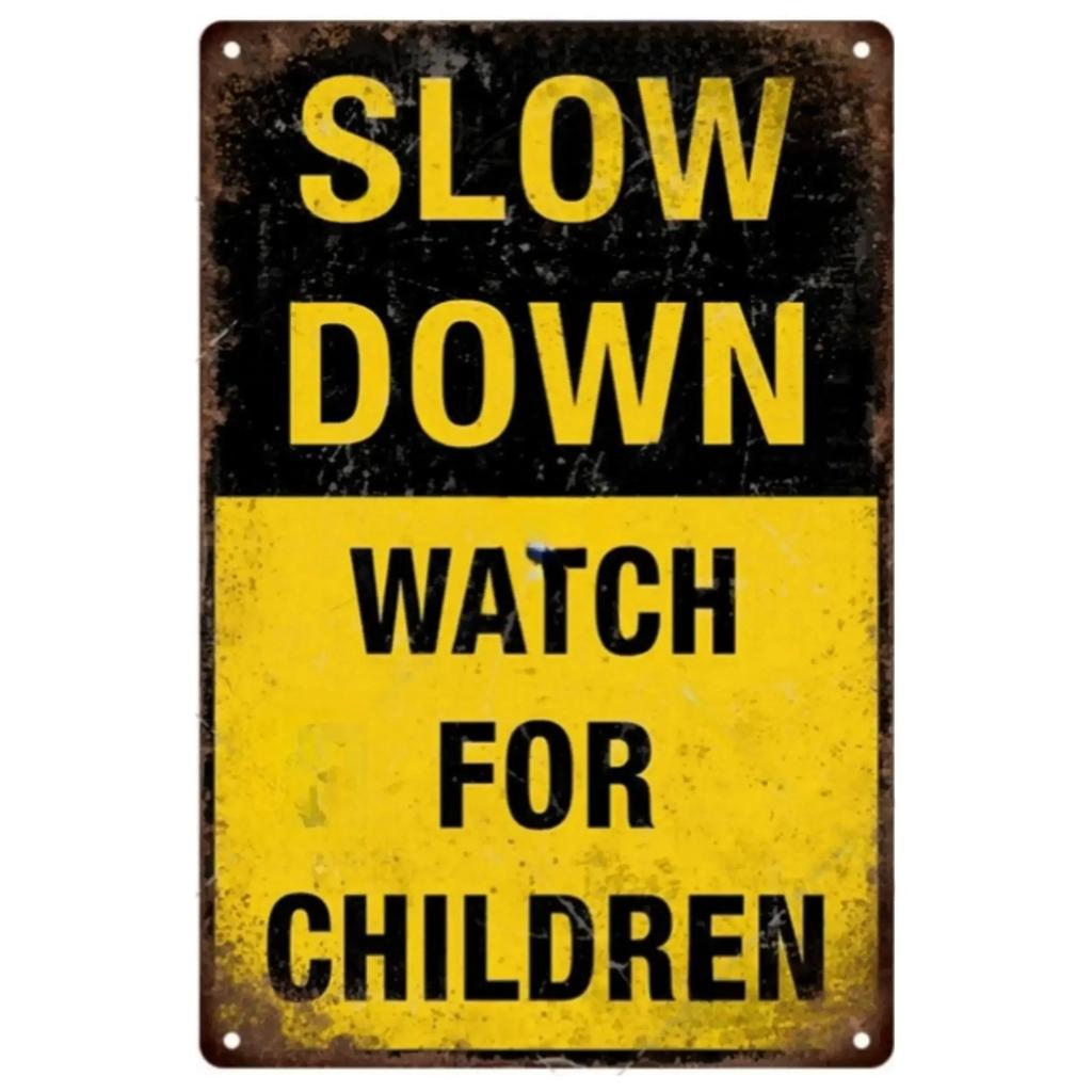 Vintage Caution Notice Zone Sign Metal Plate Warning Children Vedio Retro Plaque For Man Cave Garage Danger Door Wall Decor