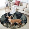 Elk Round Area Rug,Carpet Rug for Living Room Bedroom Sofa Playroom Decor,Non-slip Floor Mat