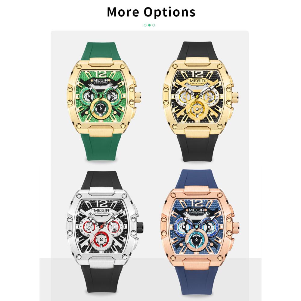 Megir Chronograph Luxury Sport Quartz Watches for Men Waterproof Luminous Casual Big Dial Wristwatch Date Clock Reloj Hombre 8112