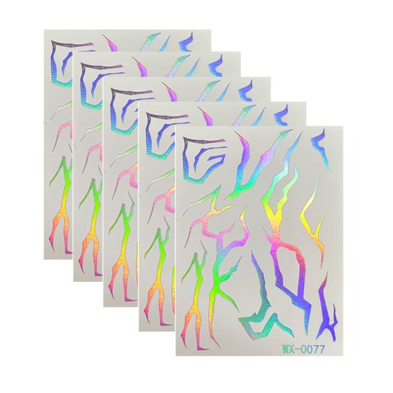 5 Sheets Holographic Lightning Tattoos Flash Temporary Stickers Full Color Body