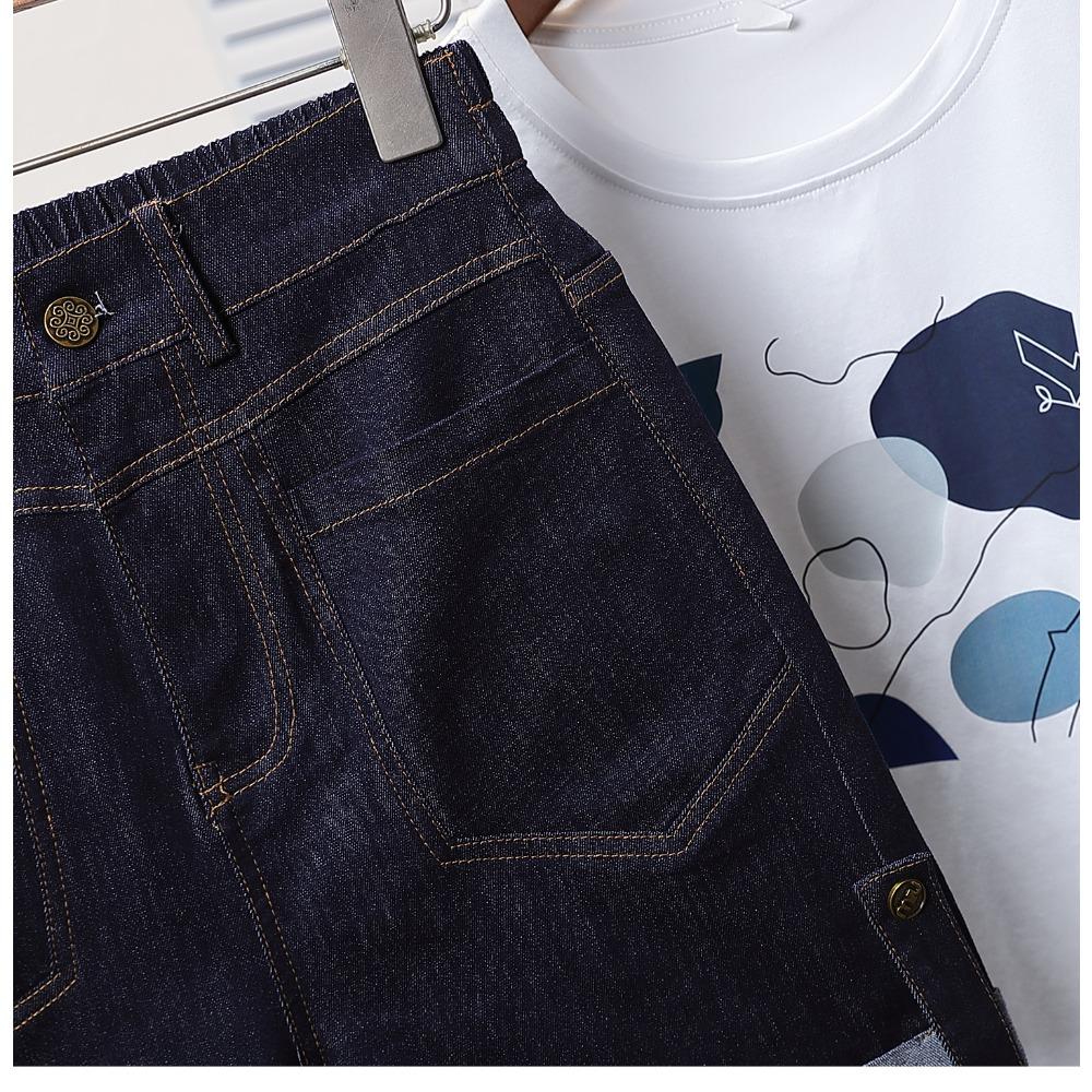 DIMANAF Plus Size Women Shorts Pants Summer Elastic Loose Jeans Short Basic High Waist Casual Harem Pants 5XL