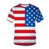 3D Printed Patriotic Flag Design Unisex Round Neck Casual Short Sleeve T-Shirt Youth Wear