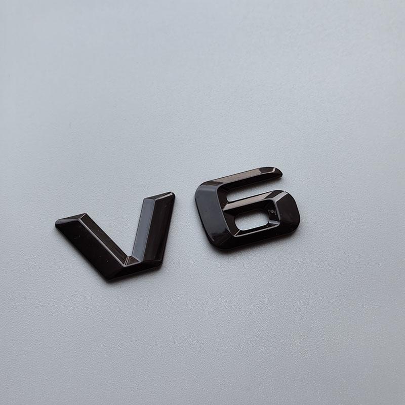 2015 3D Sharp V6 V8 V10 V12 Lettres Chiffres ABS Emblème de Voiture Garde-boue Badge de Décharge Plaque Nom Logo Autocollant Chrome Noir