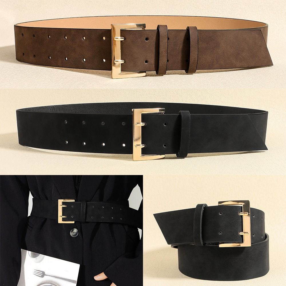 Trendy Suede Leather Wide Belt Casual Business Waist Strap Retro Pin Buckle Waistband  Gifts