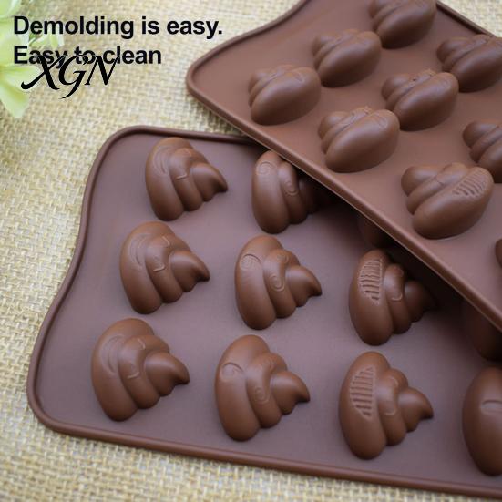 Funny Gag Gift Baking Mold Poop Chocolate Mold, 15 Cavity Silicone Tray, Non-stick Heat Food Grade Candy Tray Resistant Dessert for Fondant Jelly