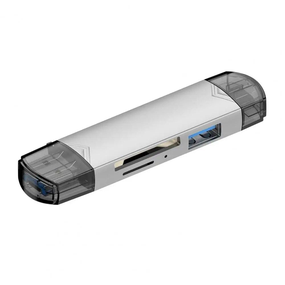 

6 в 1 многофункциональный USB 3.0 кард-ридер U Disk Type C/Micro Usb/TF/SD флэш-накопитель адаптер для чтения карт памяти аксессуары для телефонов серый