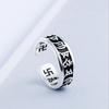 Adjustable Open Ring Men Women Engraved Om Mani Padme Hum Sanskrit Mantra Vintage Style Minimalist Finger