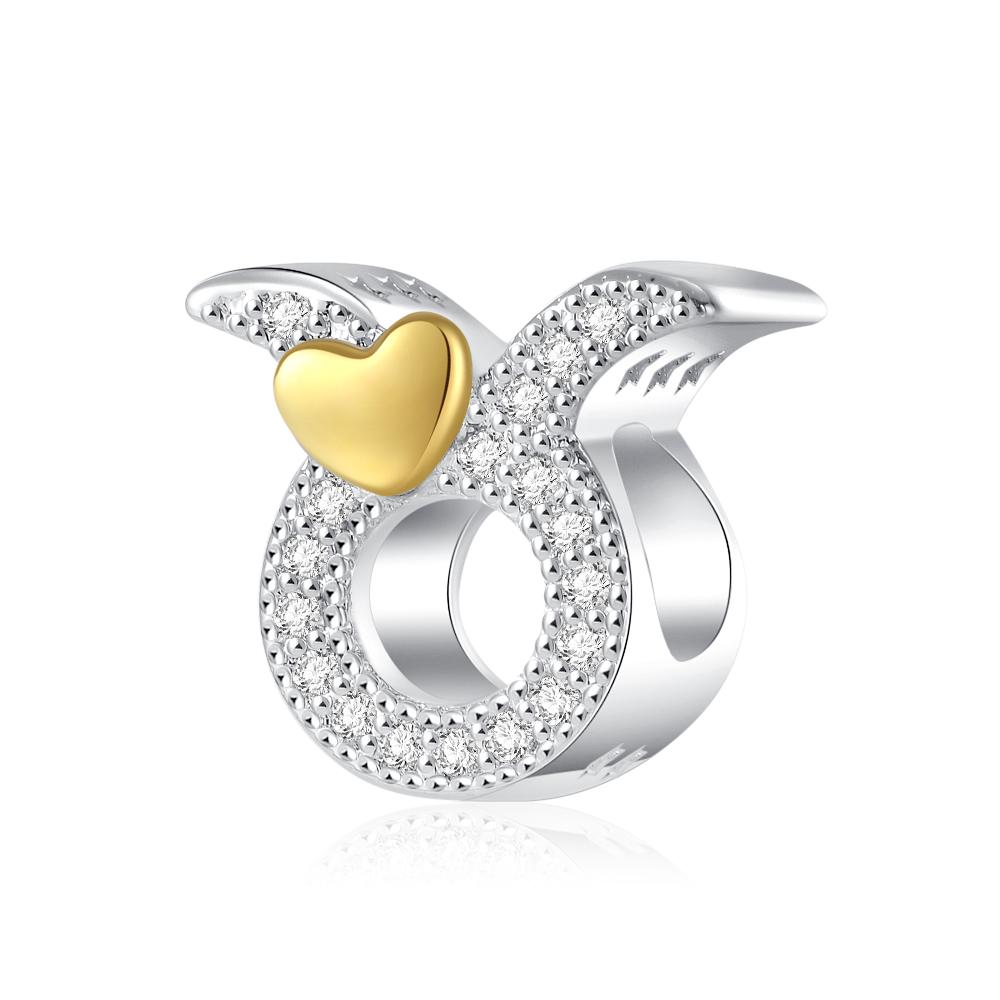 925 Silver Sparkling 12 Zodiac Charm Bead Pendant Fit for Original Bracelets DIY Accessories Exquisite Jewelry Gift