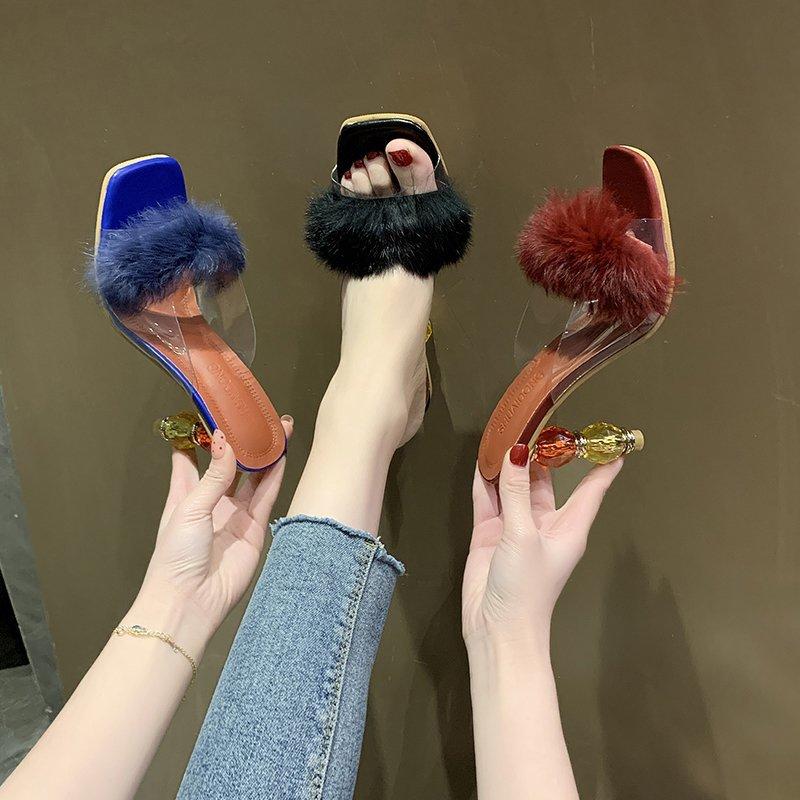 New  Fashion Special Heels Sandals Women Summer Short Heel Shoes Lady Casual Holiday Beach PVC Slides Open Toe 35-42