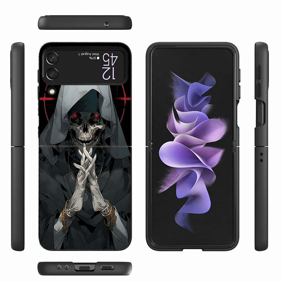 Grim Reaper Skull Skeleton Phone Case For Samsung Z Flip 6 7 5G Z Flip 5 Galaxy Z Flip 3 4 5G ZFlip Shockproof Hard Cover TPU PC
