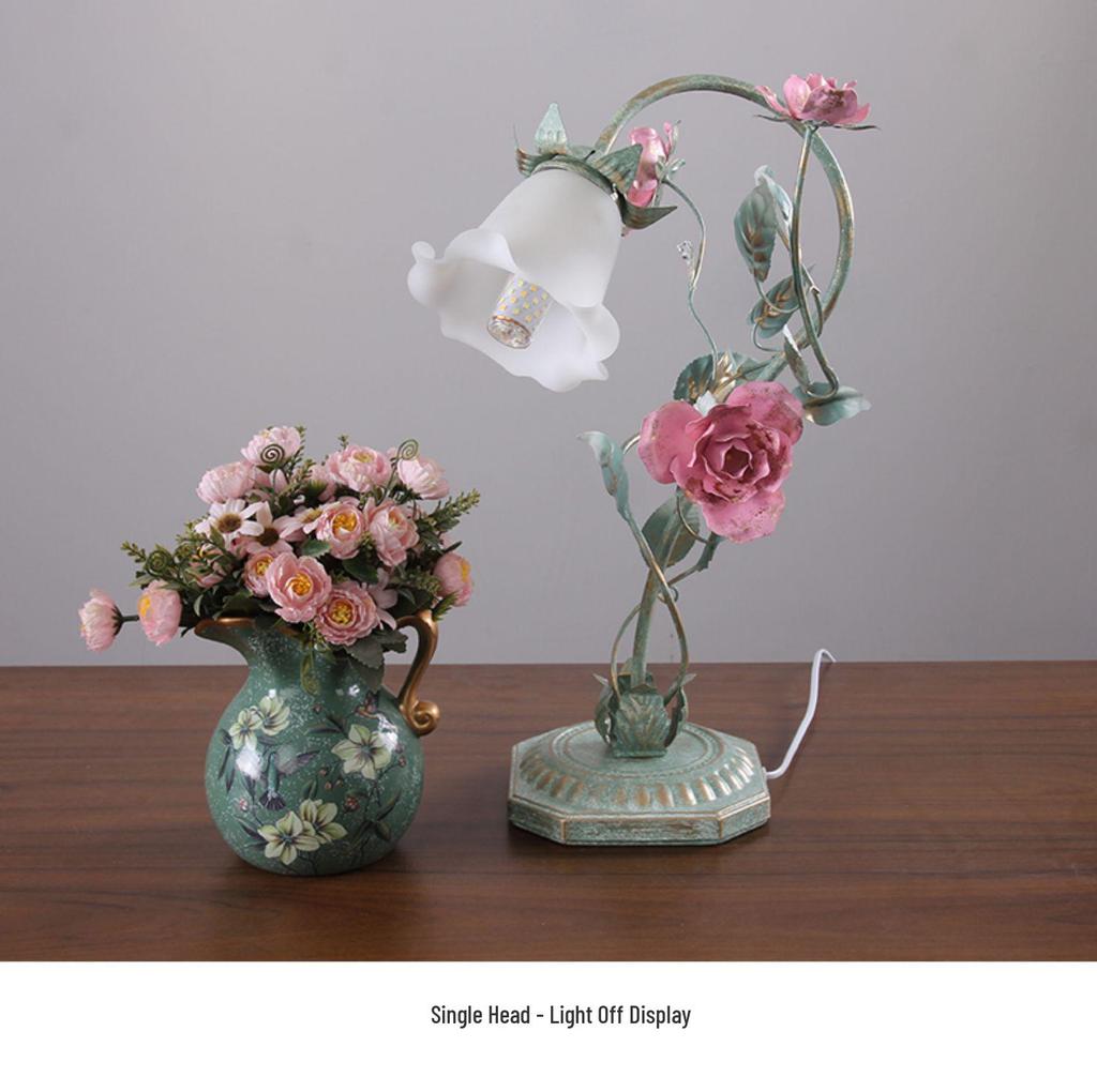 Romantic Floral Bedside Lamp: Perfect for Weddings & Bedrooms