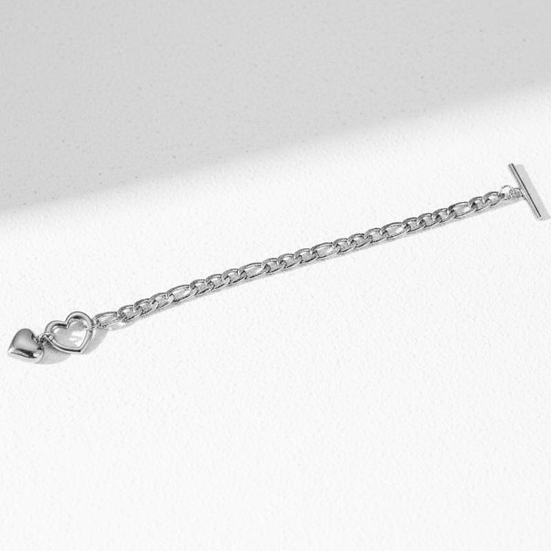 Stainless Steel Heart Pendant Bracelet For Women Fashionable Ot Clasp Design Minimalist Commuter Wrist Accessory Jewelry Gift