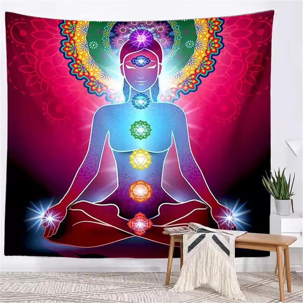 Chakra Eyes Lotus Yoga Meditation Wall Hanging Buddha Spiritual Bohemian Tapestry Tapestries Decoration Aesthetic Banner