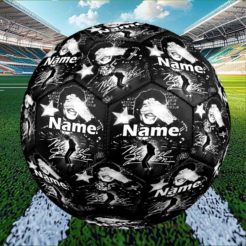 Custom Name Personalized Michael Jackson Print Size 5 Soccer Ball Training & Match Football, for Team, Kicking, Gift for Football