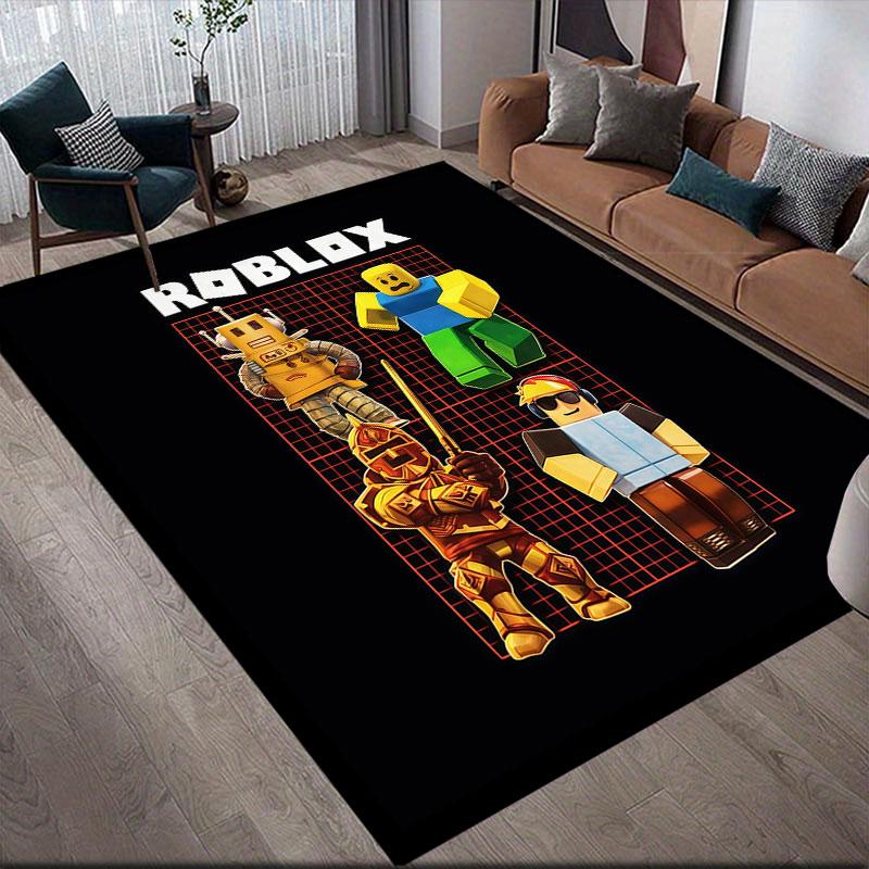 Roblox Flannel Printed Carpet, Home Sofa Decoration for Living Room & Bedroom, Non‑Slip Play Flannel Floor Mat for Game Room