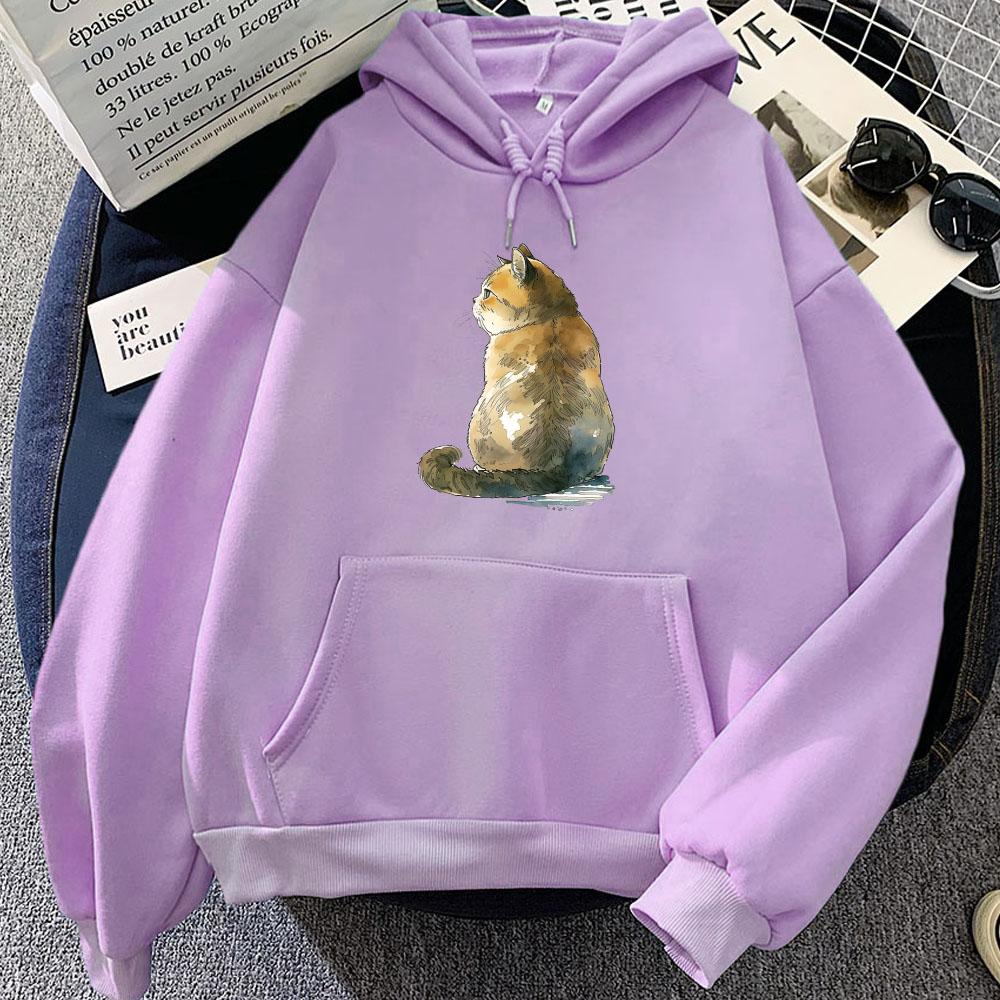 Japanese Ukiyoe Cat Printing Hoodies Winter Long Sleeve Cartoon Printing Sweatshirts Casual Women/Men Hooded Pullovers Clothing