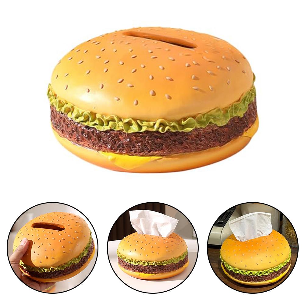 Bread Model Tissue Box Hamburger Tissue Box Decorative Organizer High Durability Realistic Design Versatile Color China Mainland