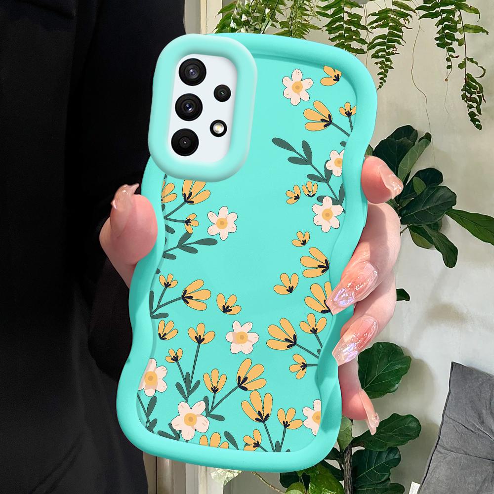 

Окрашенный узор Big Wave Edge Мягкий силиконовый материал Macaron чехол для телефона противоударный защитный резиновый чехол для Samsung Xiaomi Poco Redmi Samsung S21 FE 5G синий