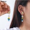 Colorful Cute Little Fish Dripped Glaze Earrings Conch Stud Earrings Women Jewelry Beach-friendly PD2256