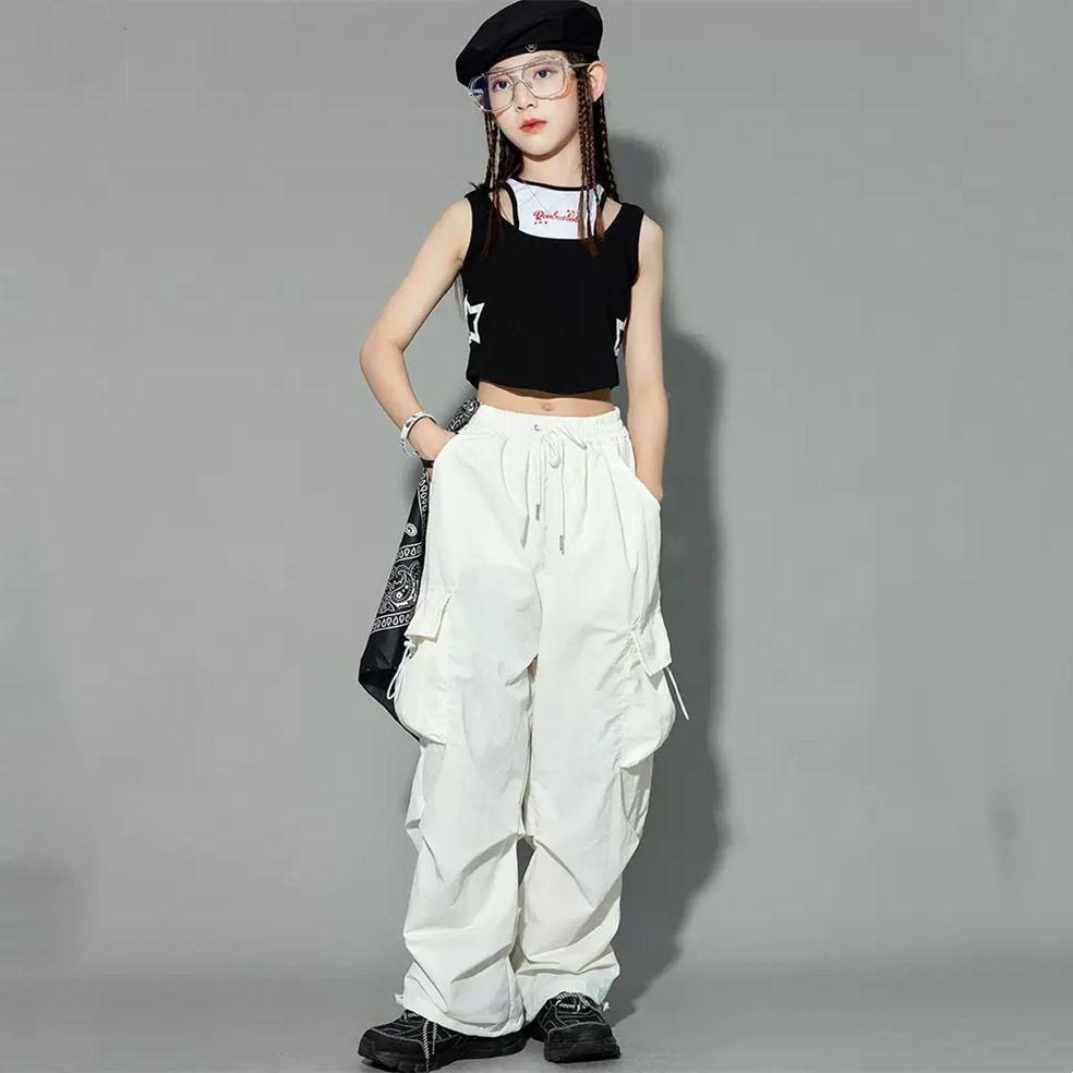 Girls  Hip Hop Joggers Pants Girls Cargo Pants Teenage Straight Trousers High Waist Vintage Casual Streetwear Baggy Pants