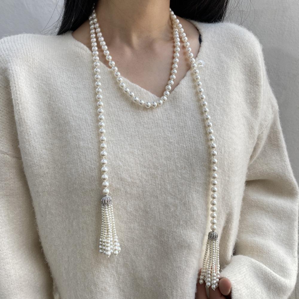 Tassel Sweater Chain Charm Waistband Exquisite Pearl Beaded Necklace  Girls