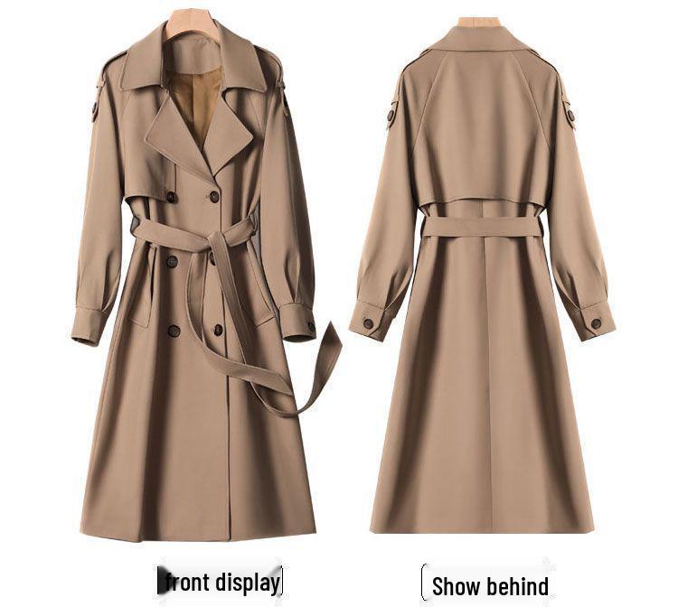 Damen Herbst Midilanger Trenchcoat - 2025 Schlankmachende Überknie-Übergröße Jacke
