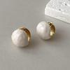 3D White Enamel Ball Earrings: Korean Style, High-End Feel, Niche Design for Women.