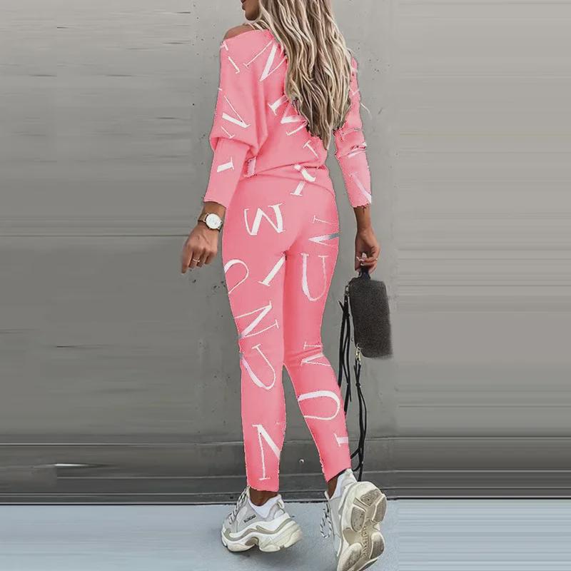 Dámská ležérní sportovní souprava s digitálním potiskem s netopýřími rukávy pro jaro a podzim 2023