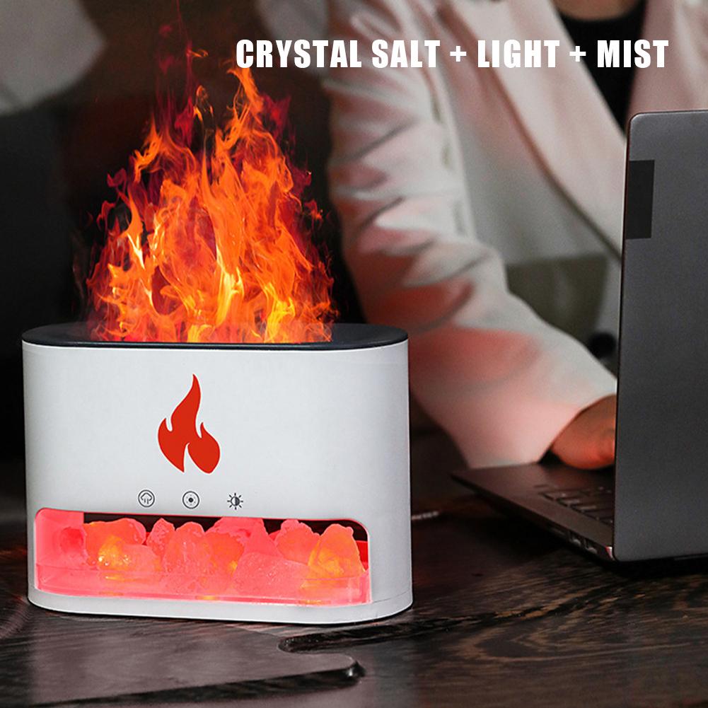 

Flame Air Humidifier 250ML Aromatherapy Humidifiers Colorful LED Light Aromatherapy Machine with Salt Stone Box for Home Bedroom чёрный
