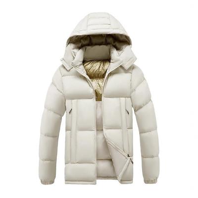 Light Cotton Comfortable and Versatile Jacket Men's Winter Fashion Solid Colour Slim Removable Cap Thickened Hooded Jacket Men